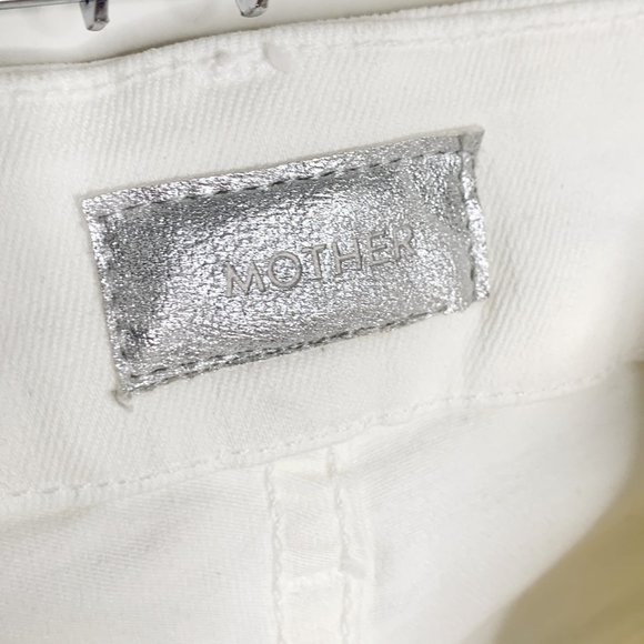 MOTHER Denim NWT White Looker Ankle Fray Raw Hem Jeans Little Miss Innocent 26 - Picture 8 of 16